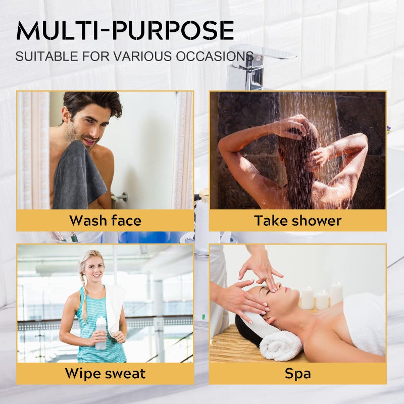 SINLAND Microfiber Hand Towels for Bathroom Super Soft Washcloth for Home Spa Sports Face Towels Hair Towels 16Inch x 30Inch White 3Pack - Image 2